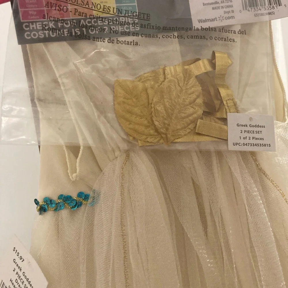 Greek Goddess Dress Headpiece Costume Girl S 4-6